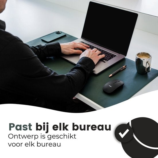 WURK - Professionelle Schreibtischunterlage aus Kunstleder - Schreibtischzubehör - Mauspad XXL- Mit Kabelclip - 90x45 - Dunkelgrün