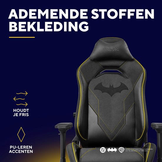 Trust GXT 721BM Ruya Pro Gaming-Stuhl – Batman Edition – Ergonomisches Design – Schwarz/Gelb