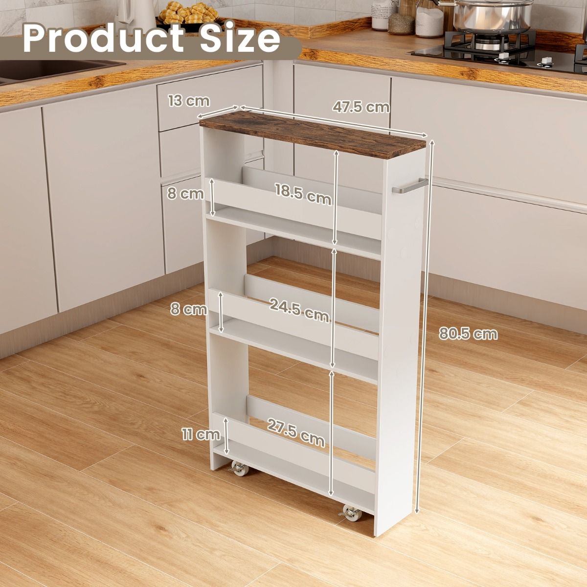 Coast Kräuterregal mobil - 4-lagig - Schmal - 48 x 13 x 81 cm - Weiß