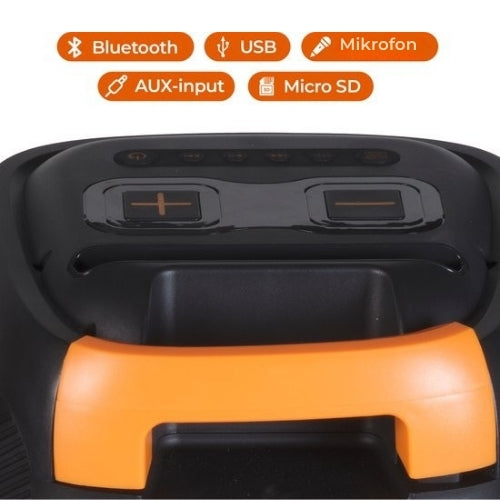 Denver - BPS458 - Bluetooth Party Lautsprecher - mit Discolichtern - Inkl. drahtlosem Mikrofon & Fernbedienung - Schwarz