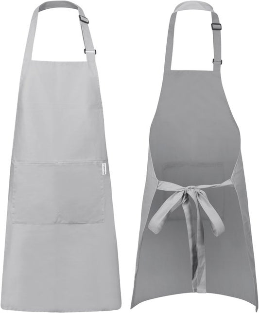 Castagnola-Küchenschürze – Wasser- und schmutzabweisend – Professionelle Kochschürze – BBQ-Schürze für Damen und Herren – Unisex – Verstellbare Schnalle – Extra große Taschen – Hellgrau