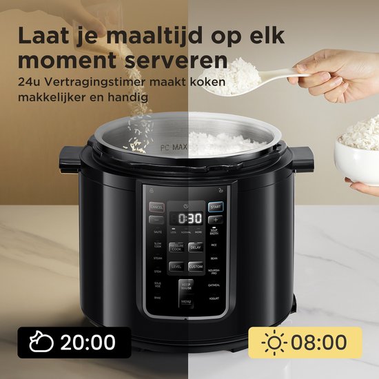 Midea Schnellkochtopf – Pressure Cooker – MY-CS6037WP – 13 Programme – 6 l Fassungsvermögen – 9 Sicherheitsstufen