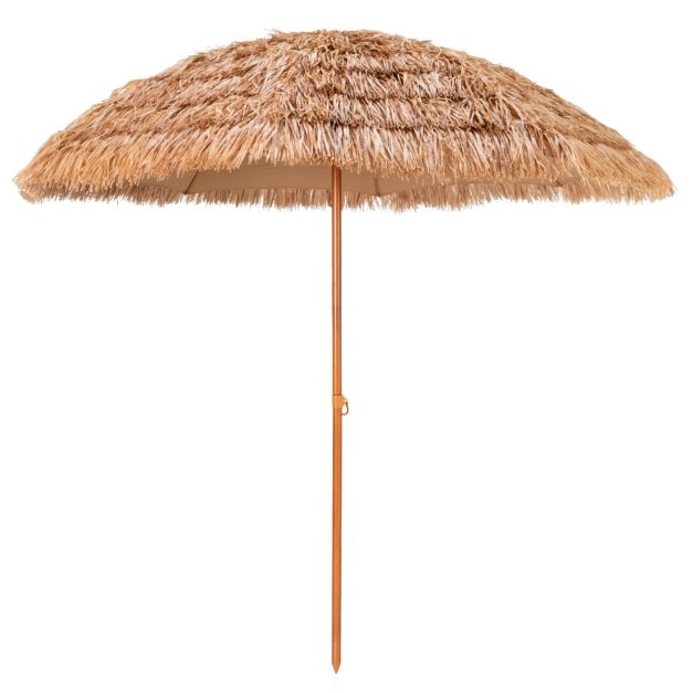 coast Hawaiian Style Strohsonnenschirm Ø285 cm - Natürliches Design mit 8 Metallrippen