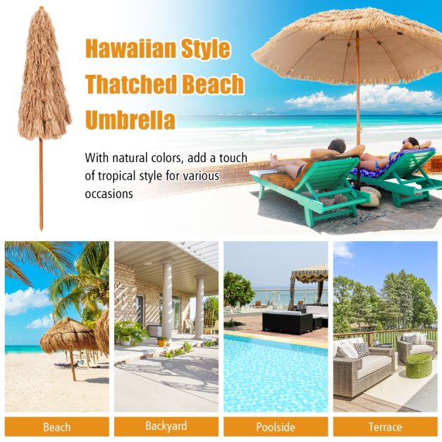 coast Hawaiian Style Strohsonnenschirm Ø285 cm - Natürliches Design mit 8 Metallrippen