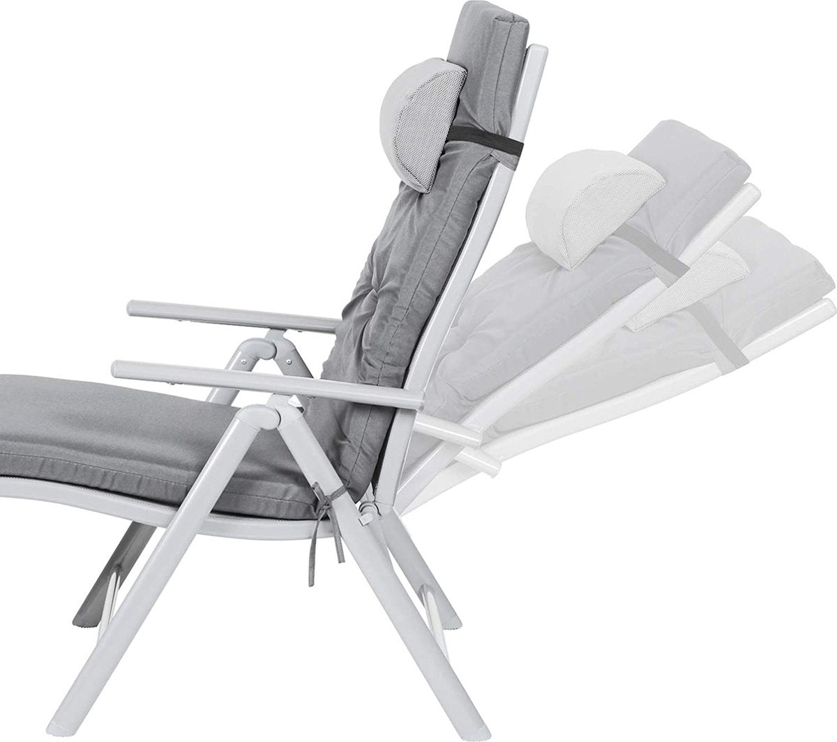 O'DADDY - Sonnenliege mit Kopfstütze - klappbar - 183 x 60 x 39 - Grau