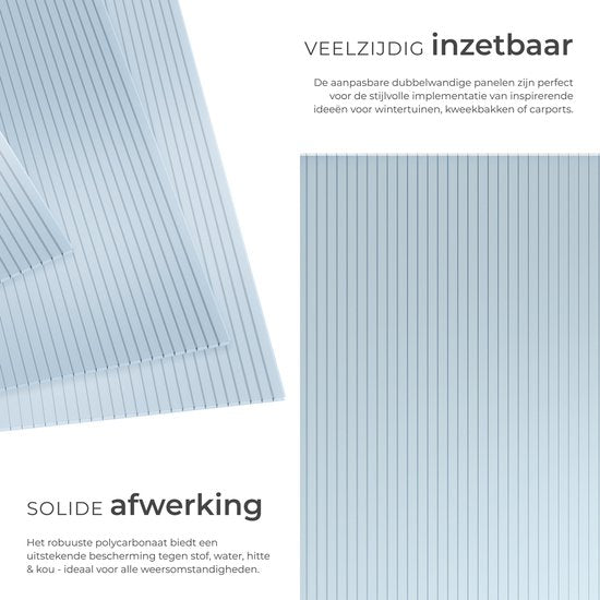tectake® - 10er Set Polycarbonatplatten - Stabile, lichtdurchlässige, UV-beständige Hohlkammerplatten - 121 x 60,5 cm - 7,32m² gesamt - Transparent - Gewächshausfolie - 6mm stark