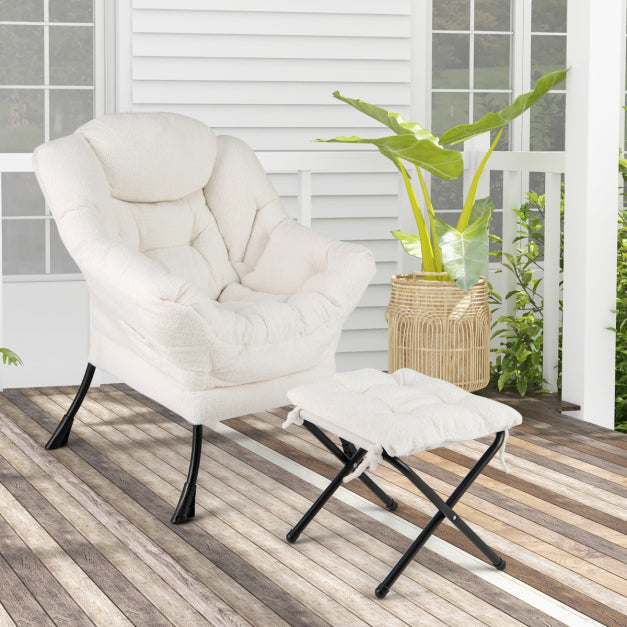 Coast Sessel PP-Baumwolle - Max 150KG - Inkl. Fußstütze - 80 x 74 x 97 cm - Weiß