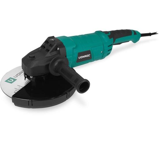 VONROC - Winkelschleifer - 2350W - Ø230mm - 5800 U/min - inkl. Seitengriff für Links- und Rechtshänder - 3 Meter Gummikabel - exkl. Schleifscheibe