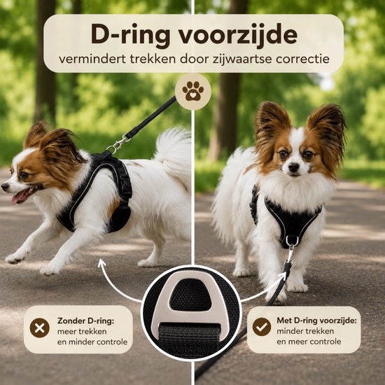 By Cee Cee Hundegeschirr – Anti-Zug-Geschirr – Y-Geschirr für Hunde – Reflektierendes Hundegeschirr – Schwarz – Größe S