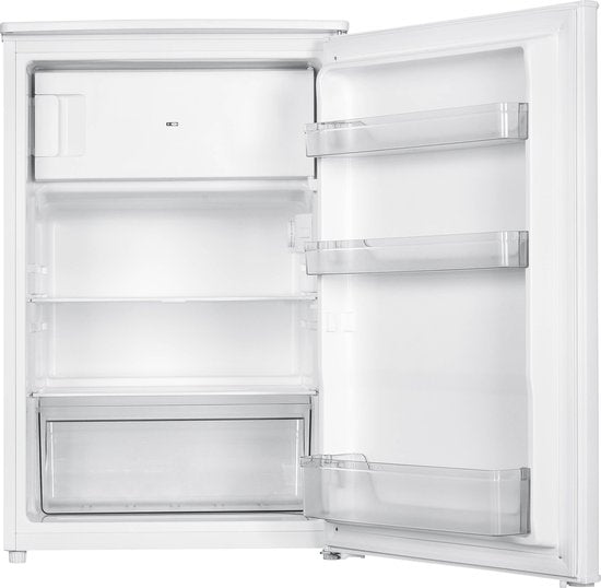 Tomado TRT5501W Tischkühlschrank, energieeffizient – 109 Liter – Mit Gefrierfach – 55 cm breit – Leise: 37 dB – LED-Beleuchtung – Energieeffizienzklasse C – Freistehend – Weiß