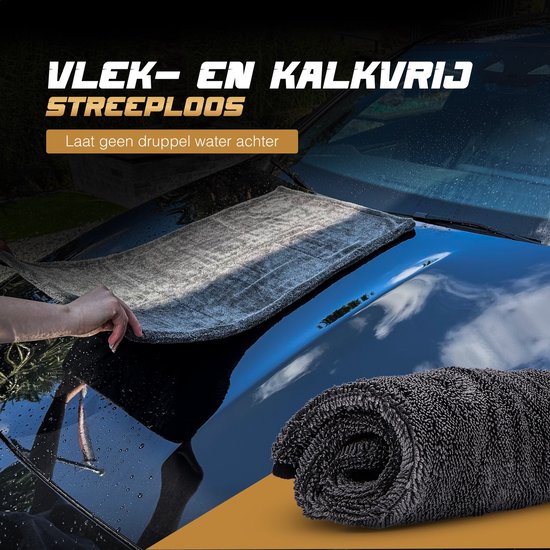 ALPHACARE - Trockentuch + Waschhandschuh Auto - Motorrad - Badezimmer - Quick Dry - 60 x 80 - 600 GSM - Grau