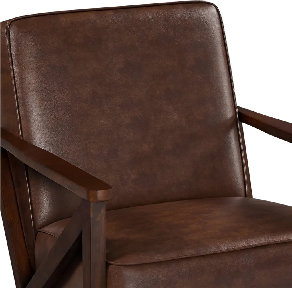 Yaheetech Vintage-Sessel aus Kunstleder mit Massivholzbeinen – Dunkelbraun – 78 x 67 x 79,5 cm