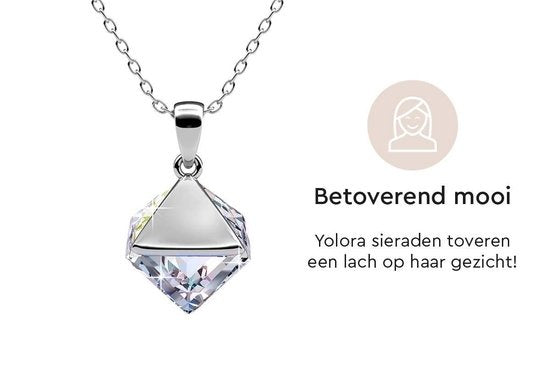 Yolora Damenhalskette mit Anhänger und Kalpa Camaka Kristall - Farbe Silber - 18K Weißgold vergoldet - Geschenkverpackt