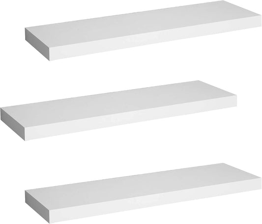 WOLTU Set aus 3 schwebenden Wandregalen – Weiß – 30 x 23 x 3,8 cm