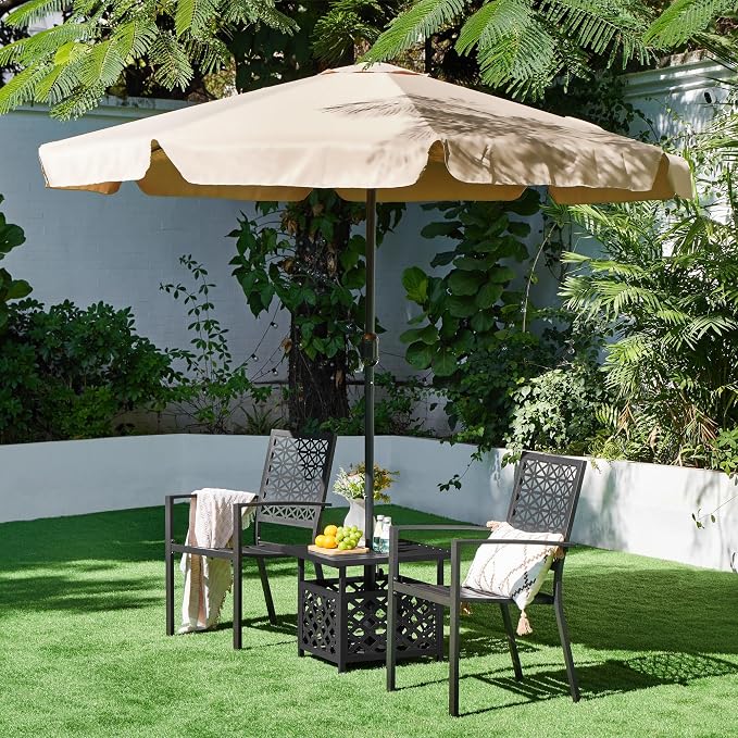 Yaheetech Gartenstühle – 2er-Set – stapelbar – Stahl – Schwarz