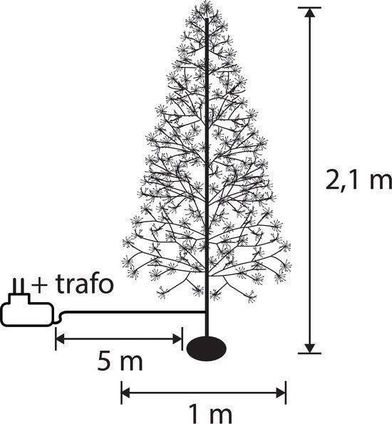 Luca Lighting Lichterbaum Outdoor - H210 x Ø100 cm - Metall - Schwarz