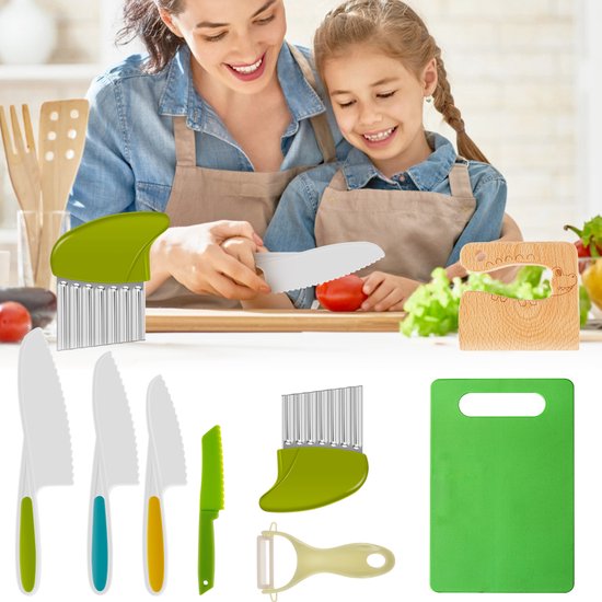 Qwali XL Kindermesserset - Sicher - Inkl. Schneidebrett - Kinder - Besteck - Messer - Kind