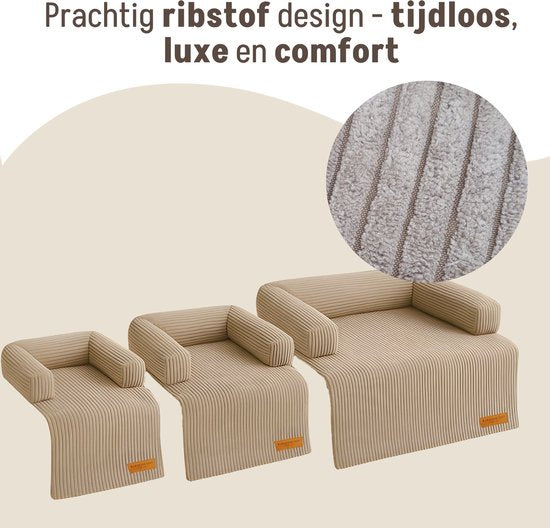 By Cee Cee Original Hundedeckenbank - Hundedeckenbank - Hundekorb - Premium - komplett mit Reißverschluss - Rippengewebe - Mocha Taupe - 90x90 - Größe M