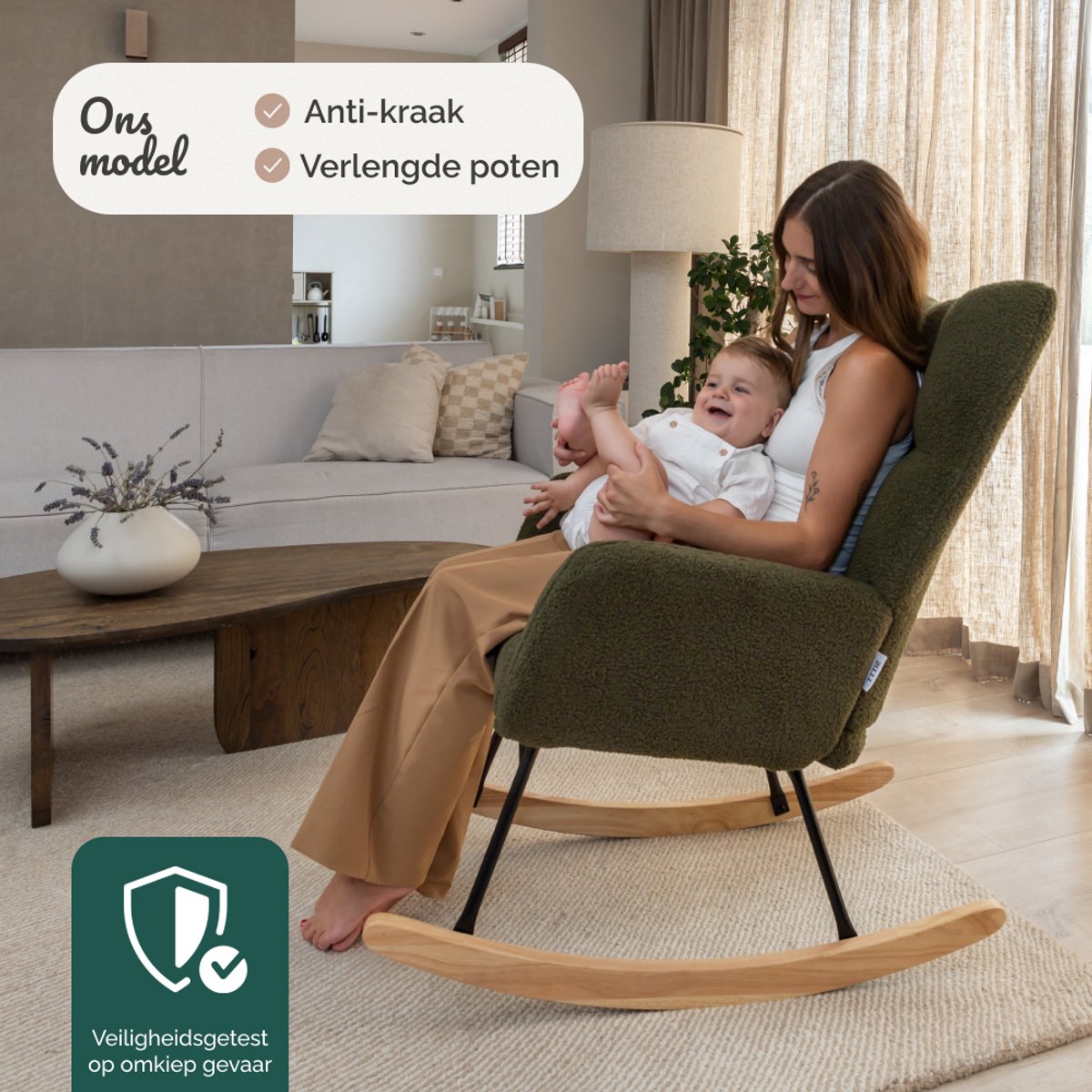 SITTT Noella Schaukelstuhl - dunkelgrün - 70x96x97 cm - Relaxsessel & Kinderzimmer-Sessel