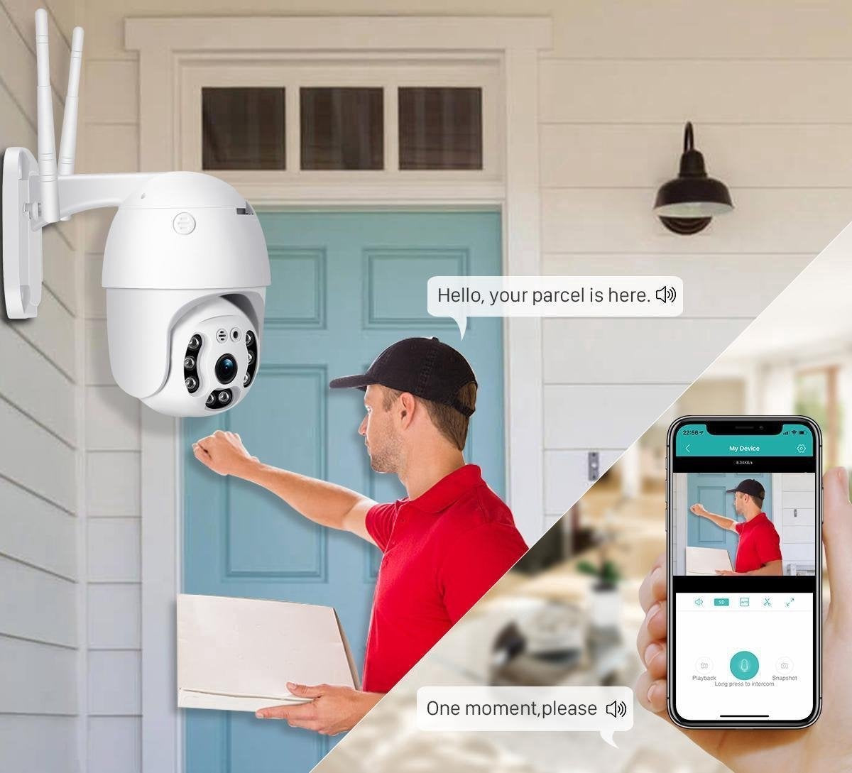 Fuegobird Wifi Smart Wasserdicht IP66 IP Kamera - Outdoor - Drehen und Neigen - Unterstützung 2.4G/5G WIFI - 1080P - PTZ IP Kamera