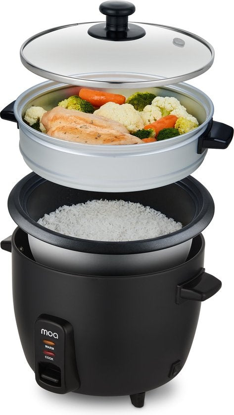 MOA Reiskocher mit Dampfgarer 1,5 Liter - Schwarz - RC18B