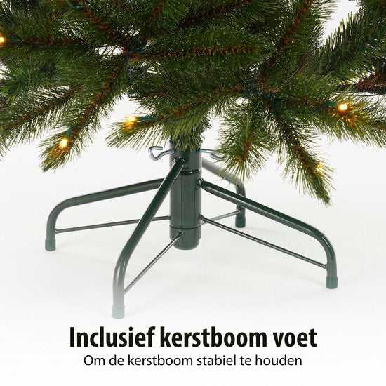 Triumph Tree Bristlecone Kunstbaum – Weihnachtsbaum mit 144 warmweißen LED-Lichtern – Weihnachtsdekoration für den Innenbereich – Klappkonstruktion für schnellen Aufbau – H 155 x Ø 99 cm – Grün