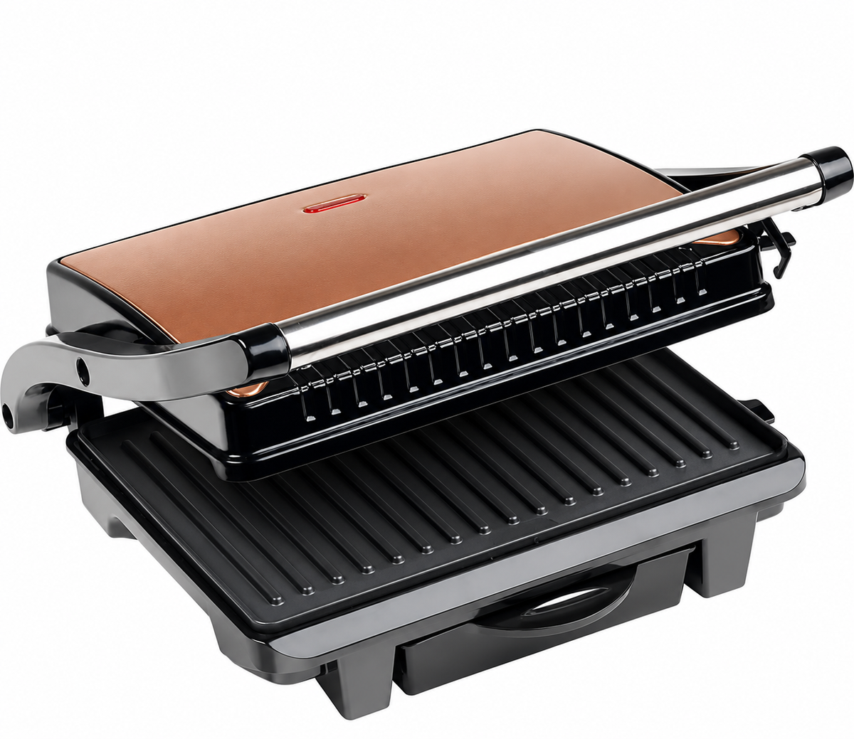 Bestron Kontaktgrill – ASW113CO – 1000 W – Sandwichtoaster – 25 × 17 cm Grillfläche – Kupfer