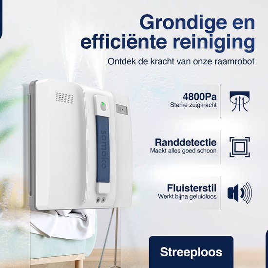 Samako ClearWay - Fensterreinigungsroboter - Fensterreiniger - Starke Saugkraft - Bidirektionales Wassersprühen - Mobile App