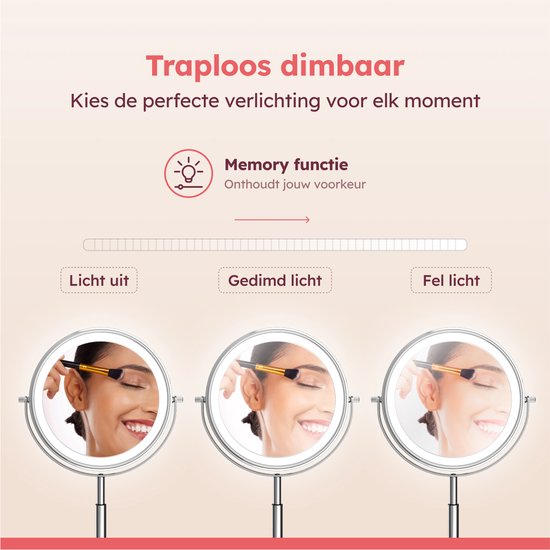 Fraay® XL Make-up-Spiegel mit LED-Beleuchtung - 10-fache Vergrößerung - Vergrößerungsspiegel mit Licht - wiederaufladbar - Rasierspiegel - Badezimmerspiegel - Chrom