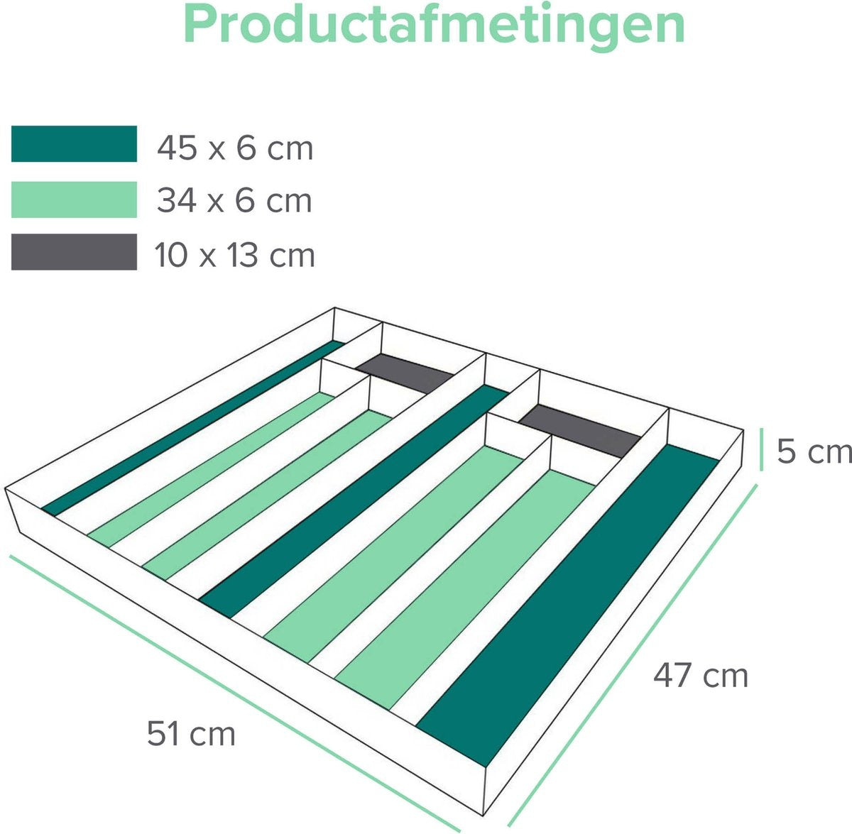 Coninx Besteckkasten Bambus 51CM breit - Besteckschublade - Aufbewahrungskasten - Langlebig - für Schubladen ab 47cm Tiefe