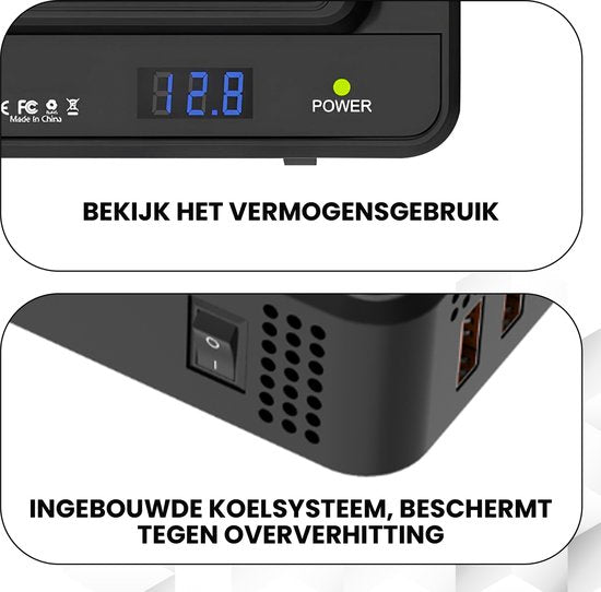 Travli Inverter 12v 230v - Autoladegerät - Tragbarer Wechselrichter - 2x 230V Steckdose - 4x 5V usb Ladeanschlüsse