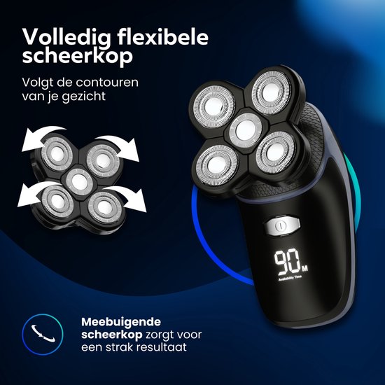 Beeperfect® 5-in-1 Rasierer Männer - Trimmer - Schnurlose Nass- und Trockenrasur - Elektrischer Rasierer - Bartschneider - 5 Aufsätze