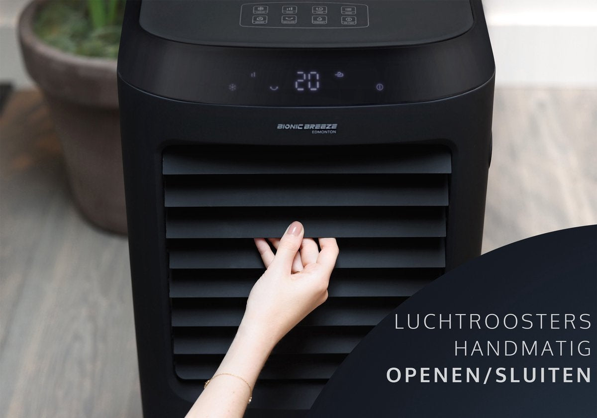 JAP Appliances - 4in1 Klimagerät - mit Wasser - Fernbedienung und Timer - Oszillierender Luftbefeuchter - Schwarz