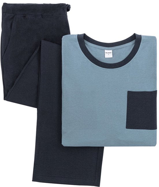Milanoro - Schlafanzug aus Baumwolle für Männer - Blau - XXL