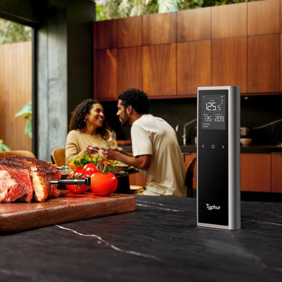 Typhur Sync One – 6-Sensor-Sonde – Drahtloses Fleischthermometer – Grillthermometer – Bluetooth & WLAN - Wasserdicht und hitzebeständig - Batterielaufzeit bis zu 50 Stunden - Intelligente App-Integration - Kompakt mit Ladestation - Für jeden Kochstil