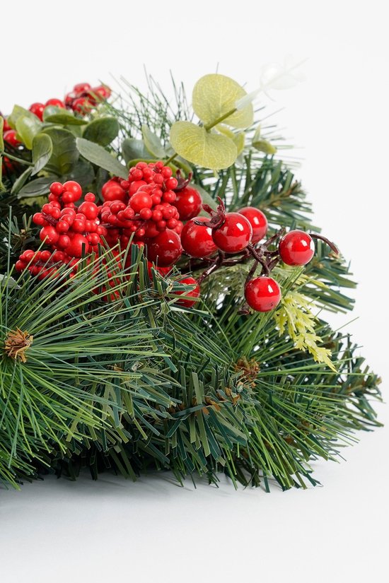 Mica Decorations Harvey Weihnachtskranz mit Tannenzapfen – H 11 x Ø 40 cm – Rot