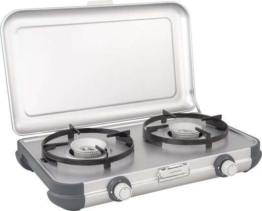 Campingaz Camping Kitchen 2 CV Campingkocher – 2-Flammen-Kocher – 2 × 2000 Watt – silbergrau