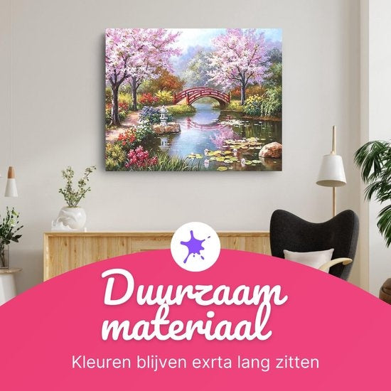 RubyeÂ® Malen nach Zahlen Erwachsene - Japanischer Garten - Inklusive Pinsel - Leinwand Malerei Leinwand - Farbe nach Zahlen - 40x50cm