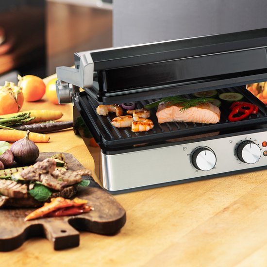 Bourgini - Kontaktgrill - 29cm x 23cm - Panini-Grill und Toast-Eisen - PFAS-freie Keramikbeschichtung