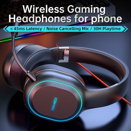 Kofire BG-05 Wireless Gaming Headset - Over-Ear Bluetooth Kopfhörer - mit Mikrofon - Schwarz