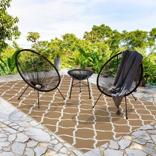 LifeGoods Acapulco Chair Bistro Set - Gartenstühle - Gartenset mit Beistelltisch - 3-teilig - Schwarz