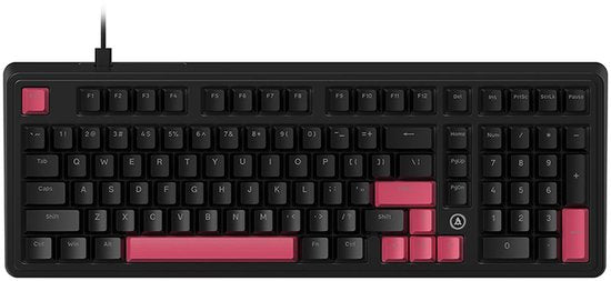 AJAZZ AK980 Kabelgebundene mechanische Gaming-Tastatur – 98 %-Layout mit Ziffernblock – Gasket-Mount – Hot-Swap-fähig – RGB – US-QWERTY – Red Switch – Schwarz/Rosa
