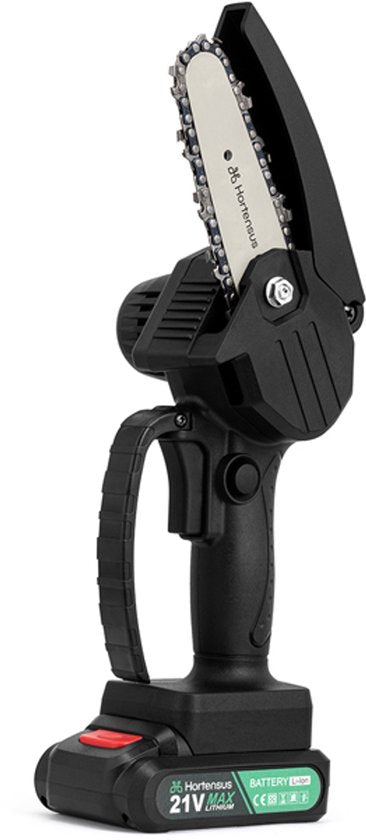 Hortensus Mini-Kettensäge - Inkl. Akku & Koffer - Akku 21 V – 10 cm
