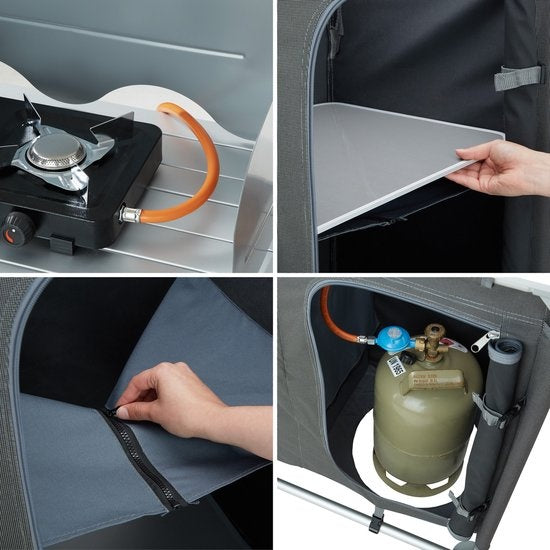 tectake - Campingküche Campingküche - inkl. Windschutz und Ablagefächer - 116x52x107cm - 402920