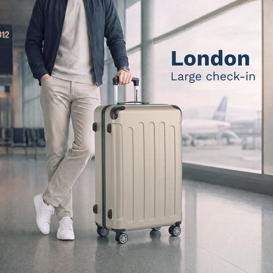 TRVLMORE Reisekoffer 110 l – Großer Hartschalenkoffer – 76 cm – Champagner