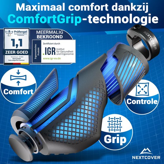 NEXTCOVER® Ergonomische Fahrradgriffe mit [Comfort-Grip Technologie] I Universal Fahrrad- & MTB-Griffe I Lenkergriffe Fahrrad I Lenker Fahrrad I Ergonomisches Design für Druckentlastung & Grip I Geeignet für E-Bike, City Bike & MTB I 1 Paar