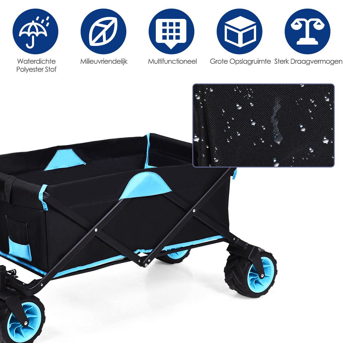 Faltbarer Wagen Coast - Max. 50 kg - 118 x 55 x 97 cm - Schwarz / Blau