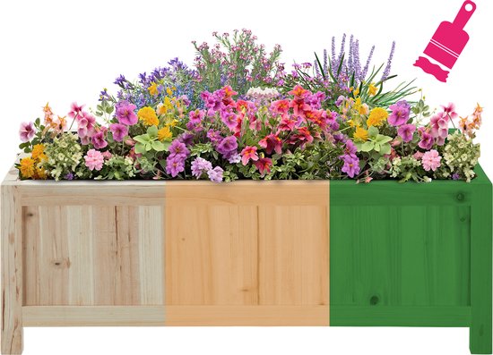 tectake® Hochbeet Blomster - Blumenkästen für den Außenbereich Rechteckig - Inklusive Folie - Faltbarer Blumenkasten aus Holz - Stabil und wetterfest - 70 x 30 x 25 cm - Gartenbeet für Kräuter, Gemüse und Blumen - Anthrazit