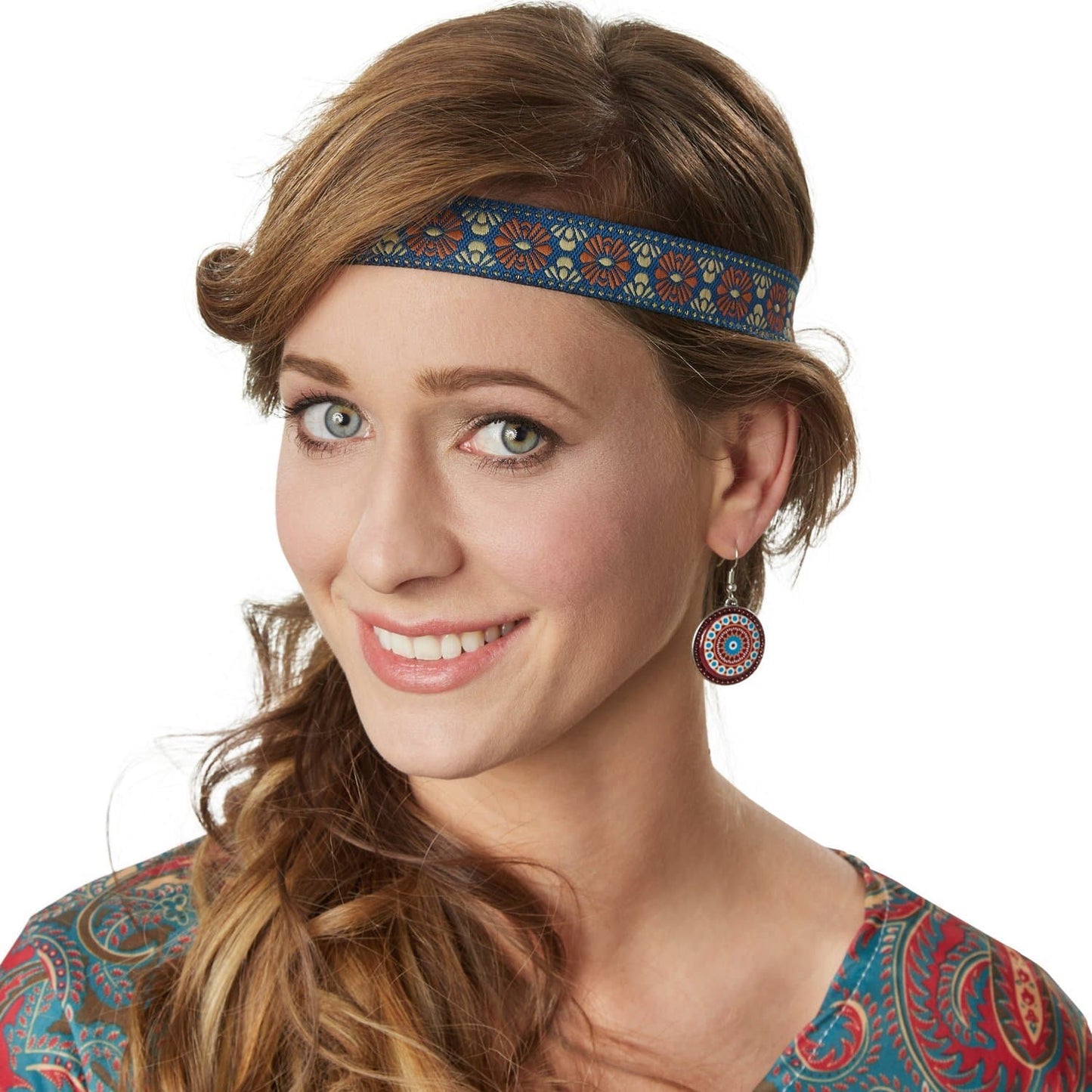 hippie girl harmony kostüm - damen größe l - multicolor - elastische hose mit weitem bein