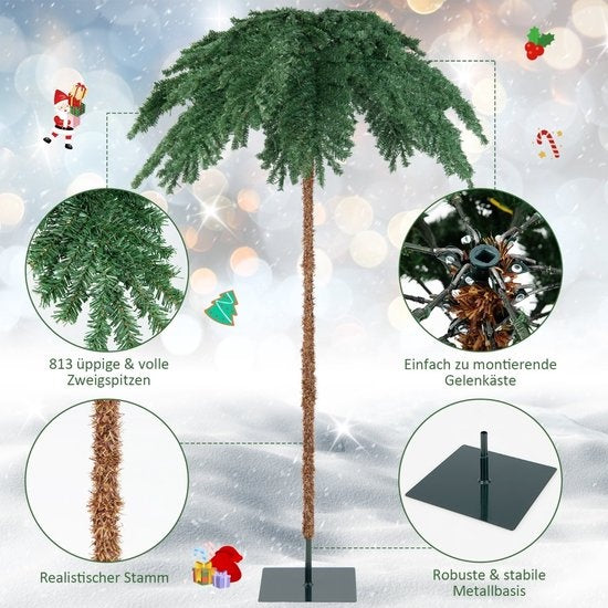 Coast Weihnachtsbaum Weihnachtspalme MIT 250 warmweißen LED-Lichtern - 813 Zweige - 180 cm